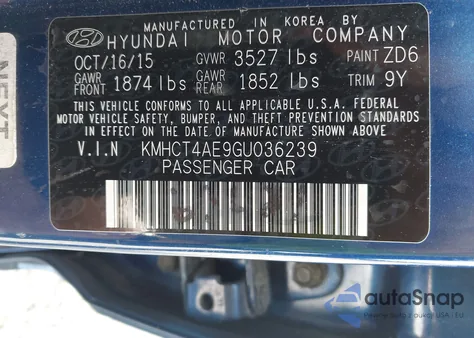 2016 Hyundai Accent Se из США, поврежденный, VIN KMHCT4AE9GU036239